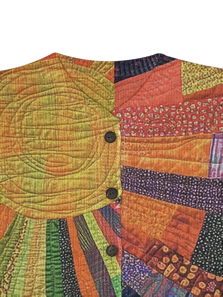 Kirsten | Cardigan boutonné patchwork artistique