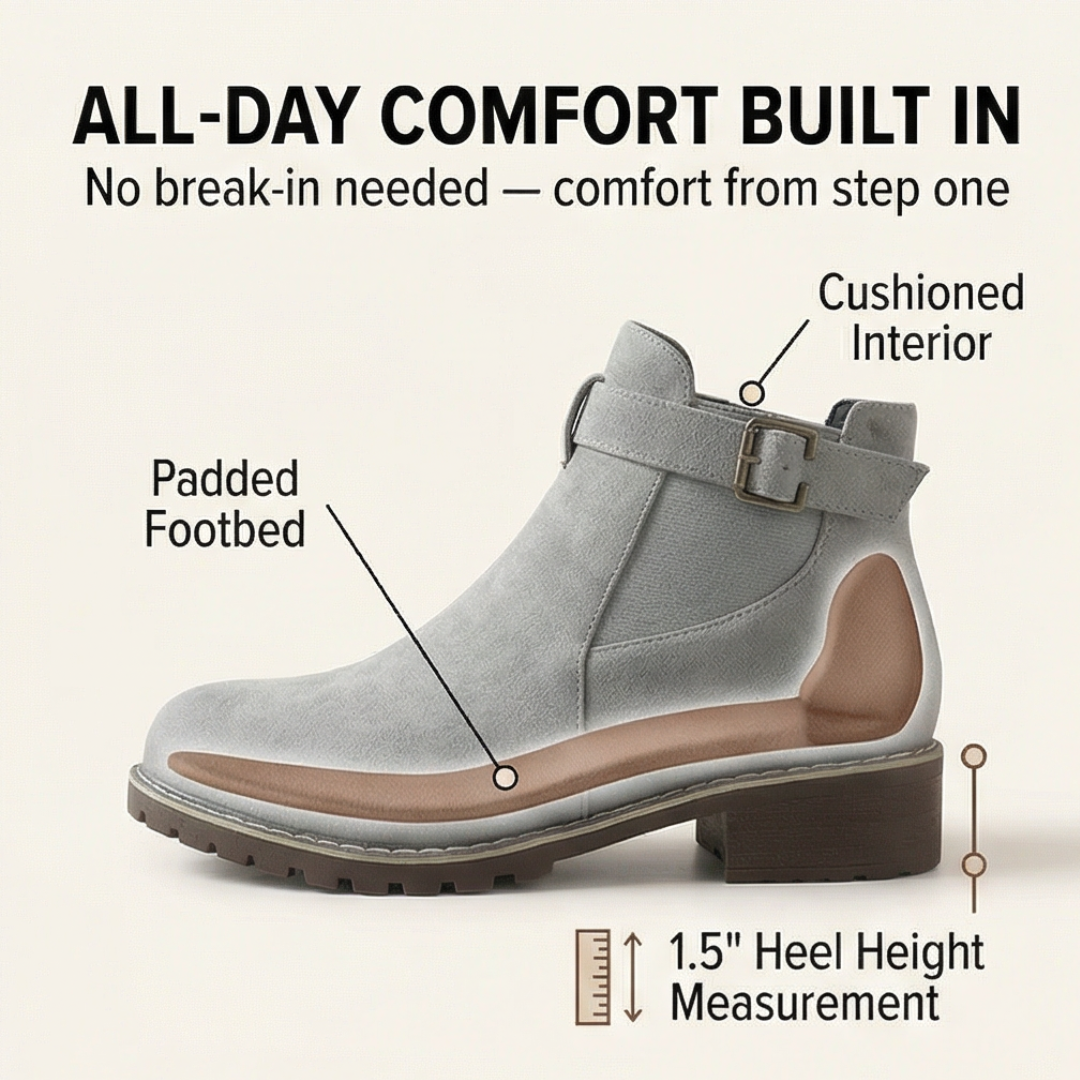 Lean | Suede-Look Buckle Ankle Booties
