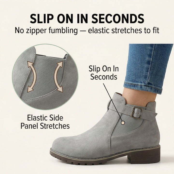 Lean | Suede-Look Buckle Ankle Booties