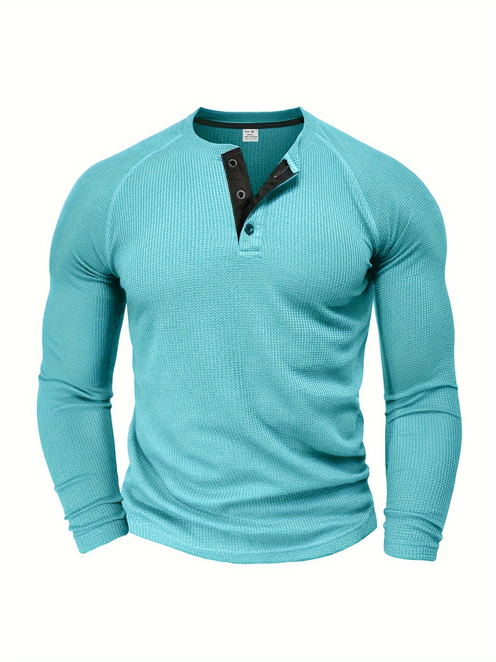 Reid | Waffle-Knit Henley Long Sleeve