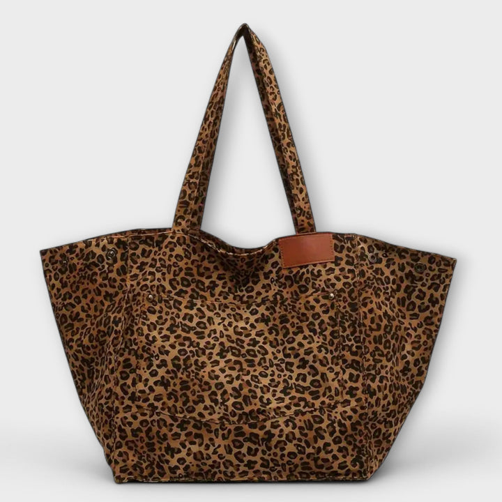 Haaniya | Elegant Leopard Print Canvas Shoulder Bag