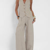 Suzanne | Sleeveless V-Neck Vest & Wide-Leg Pants Set