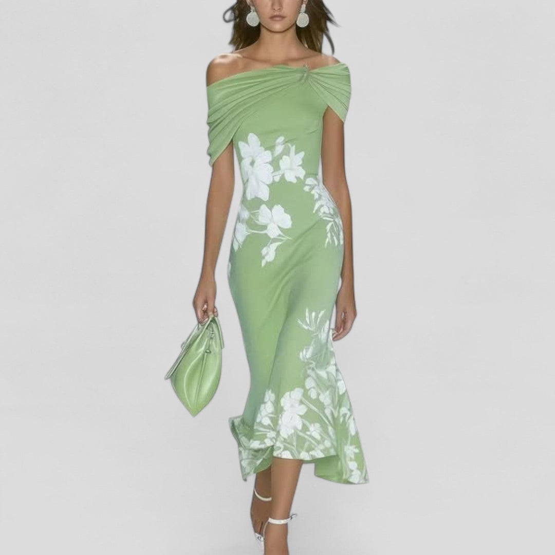 Isabrunel Elegant Midi Dress in Green