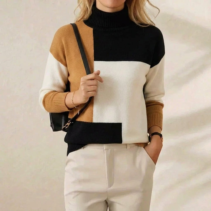 Melinda | Colour-Block Turtleneck Knit Sweater