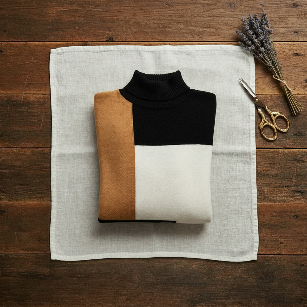 Melinda | Colour-Block Turtleneck Knit Sweater