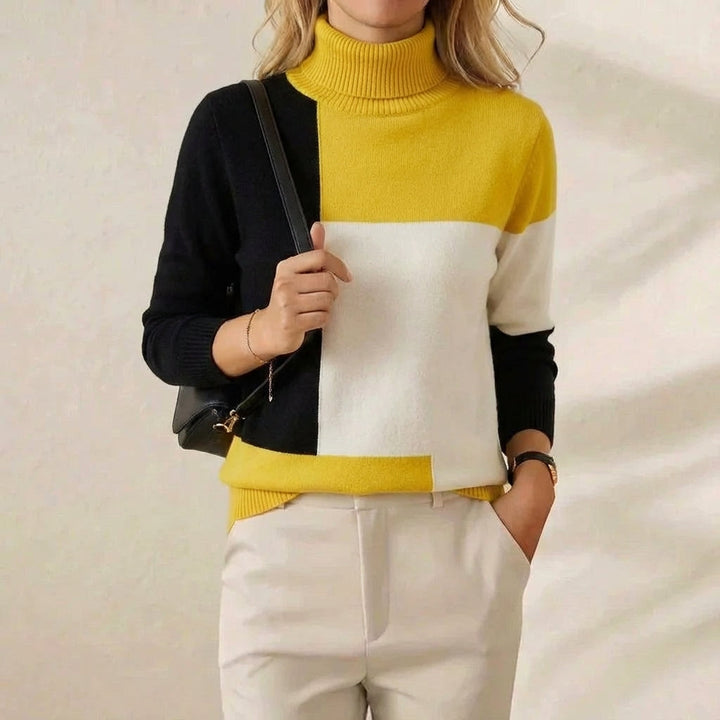 Melinda | Colour-Block Turtleneck Knit Sweater