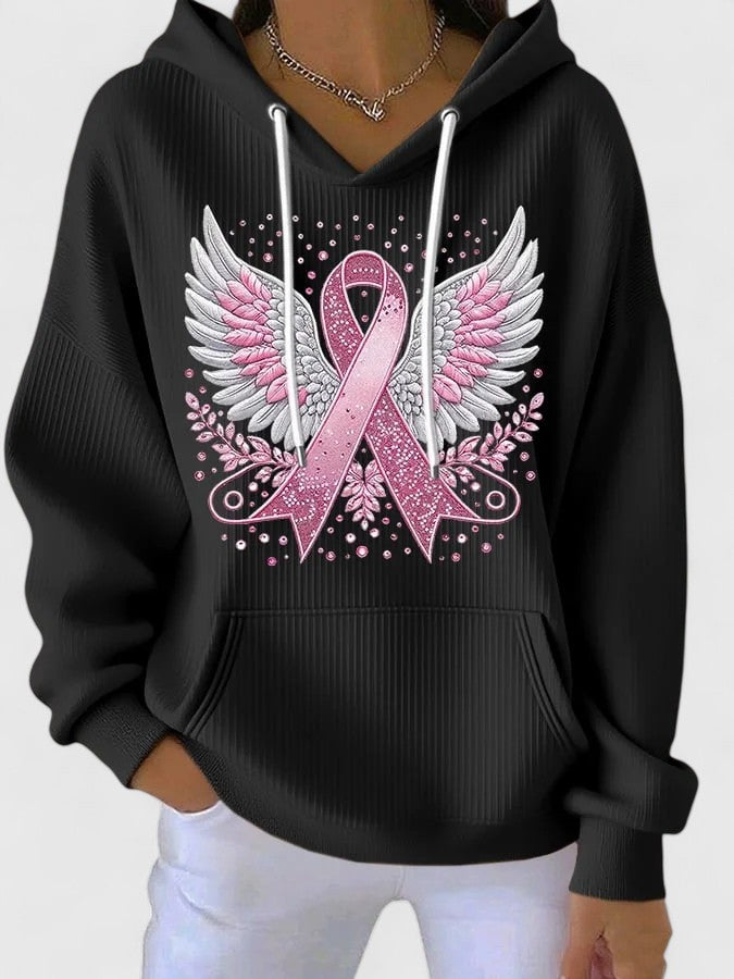 Morgan | Sweat à capuche Ailes d'Ange Ruban Rose