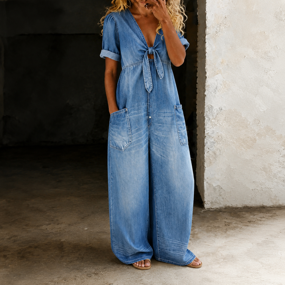 Maya Wide-Leg Denim Jumpsuit - Light Denim