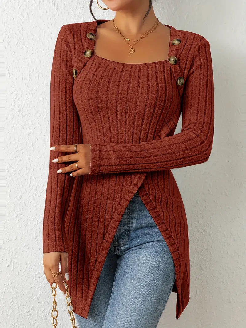 Katherine | Pull long moderne côtelé