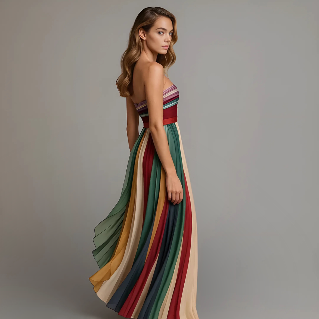 Judith Colorful Pleated Maxi Dress side
