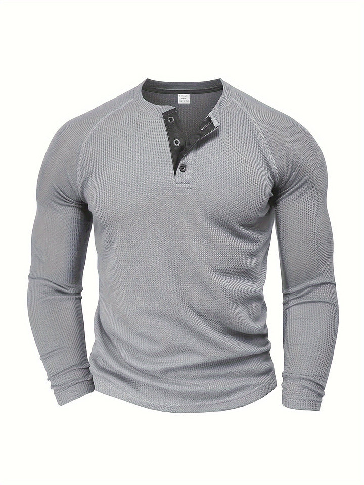 Reid | Waffle-Knit Henley Long Sleeve