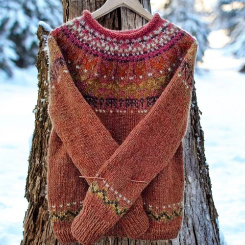 Mae | Fair Isle Knit Sweater With Yoke Detail