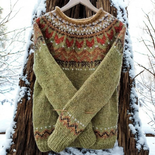 Briony | Fair Isle Knit Sweater With Patterned Yoke