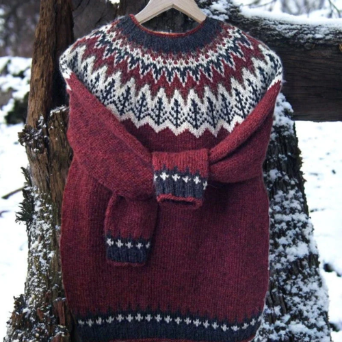 Petra | Fair Isle Knit Sweater With Yoke Detail