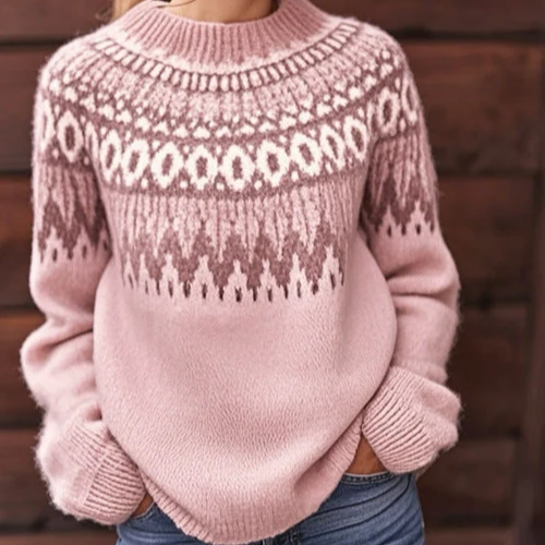 Lila | - Fair Isle Knit Sweater With Yoke Pattern