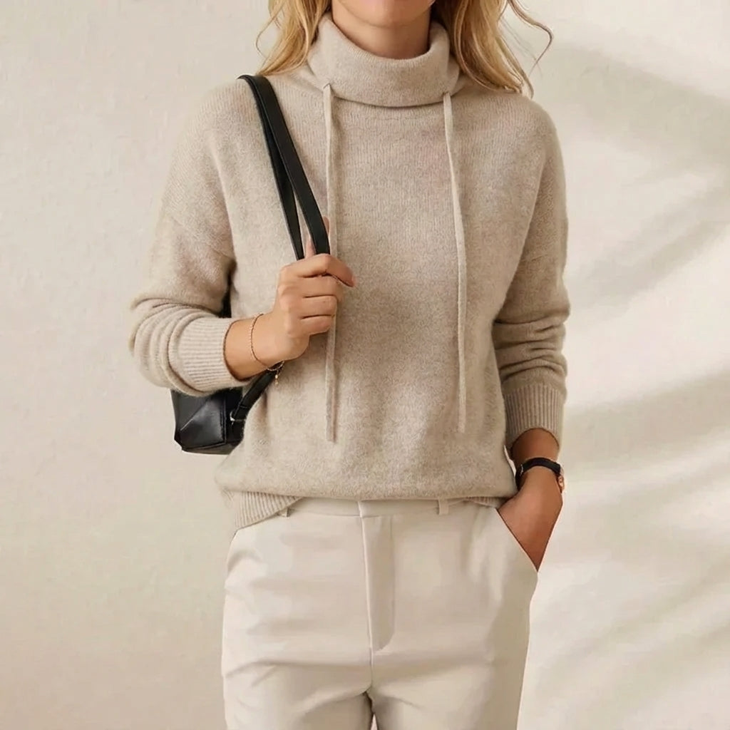Tammy | Drawstring Cowl Neck Knit Sweater