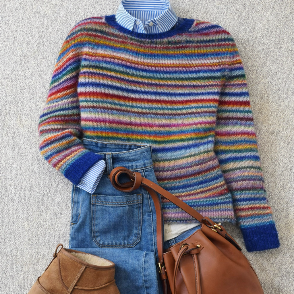 Debra | Striped Knit Crewneck Sweater