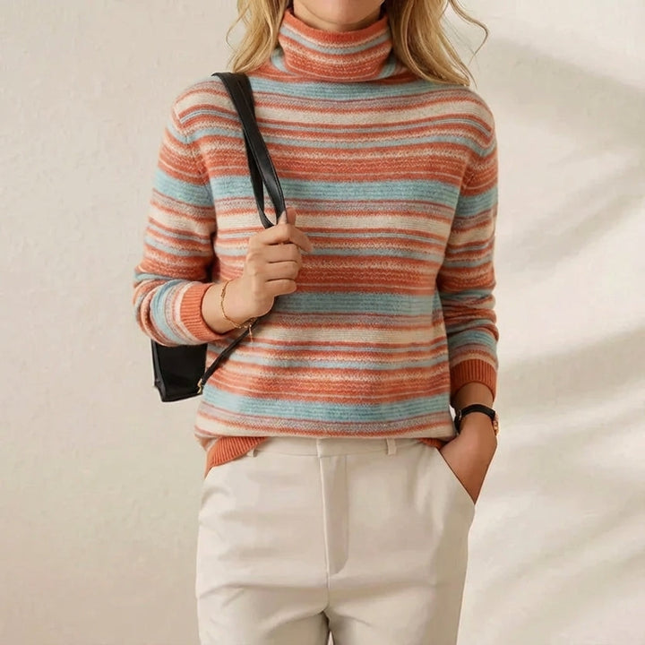 Marcella | Striped Turtleneck Knit Sweater