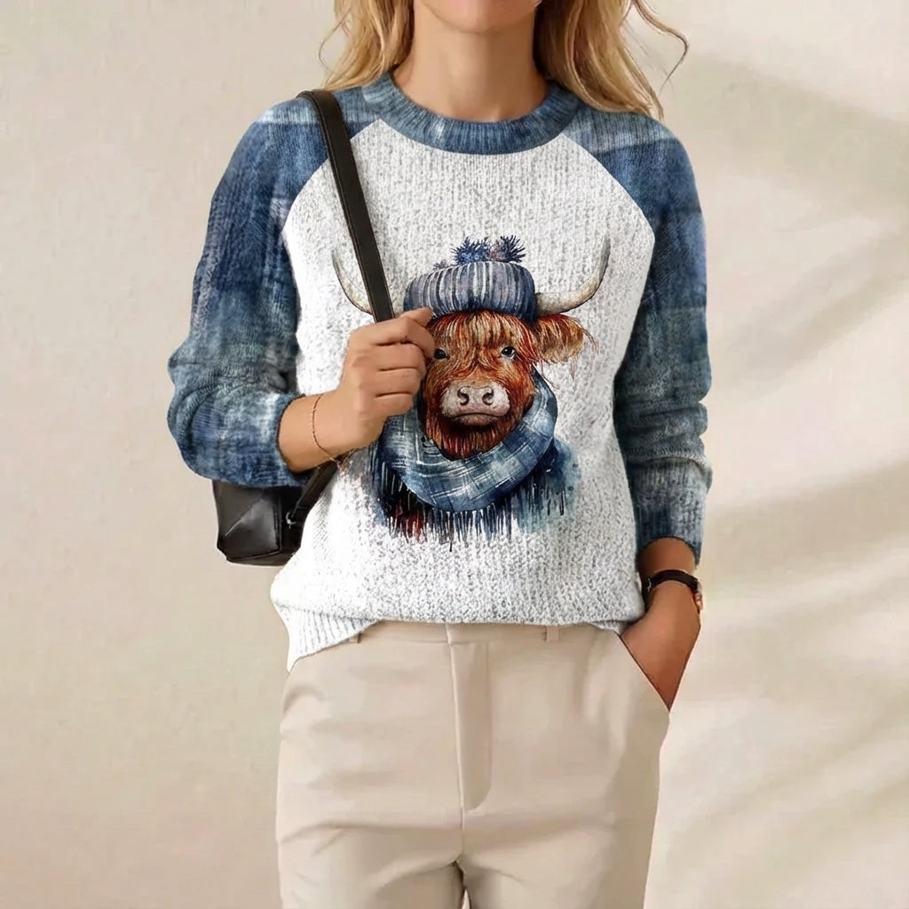 Arial | Highland Cow Graphic Knit Sweater