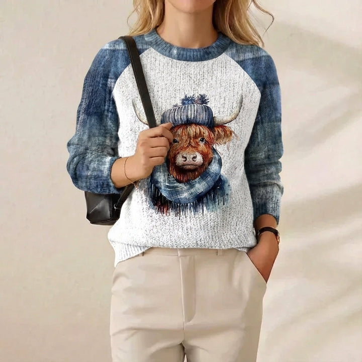 Arial | Highland Cow Graphic Knit Sweater