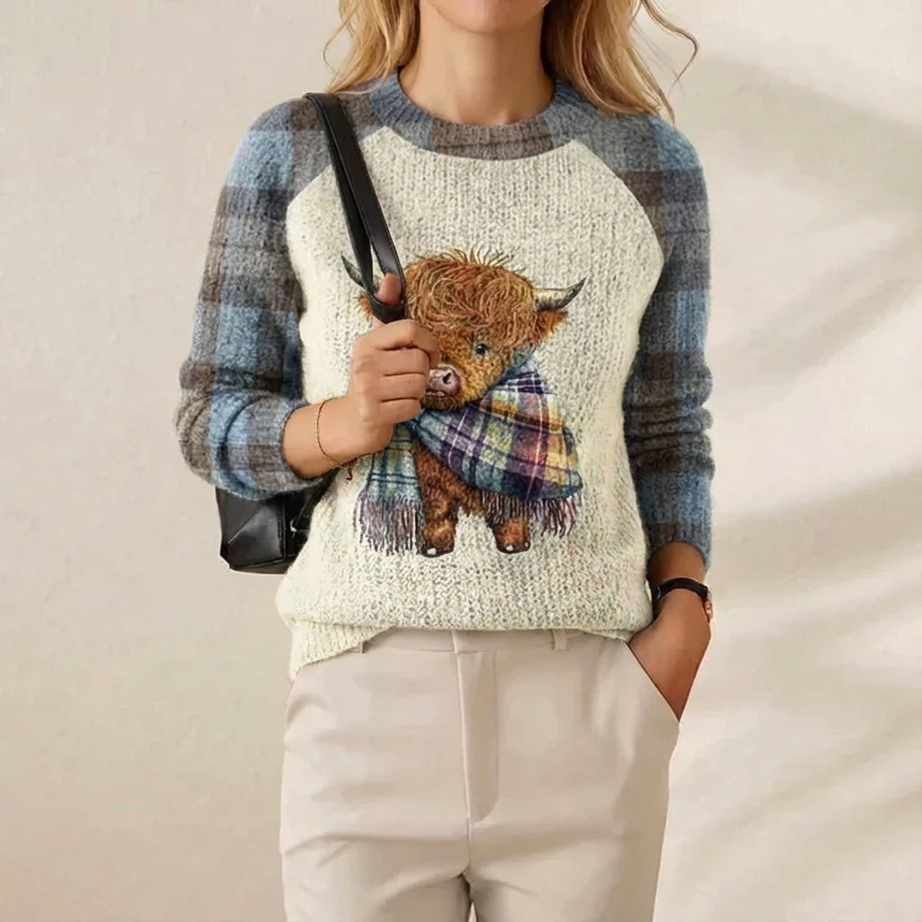 Tanya | Highland Cow Graphic Knit Sweater