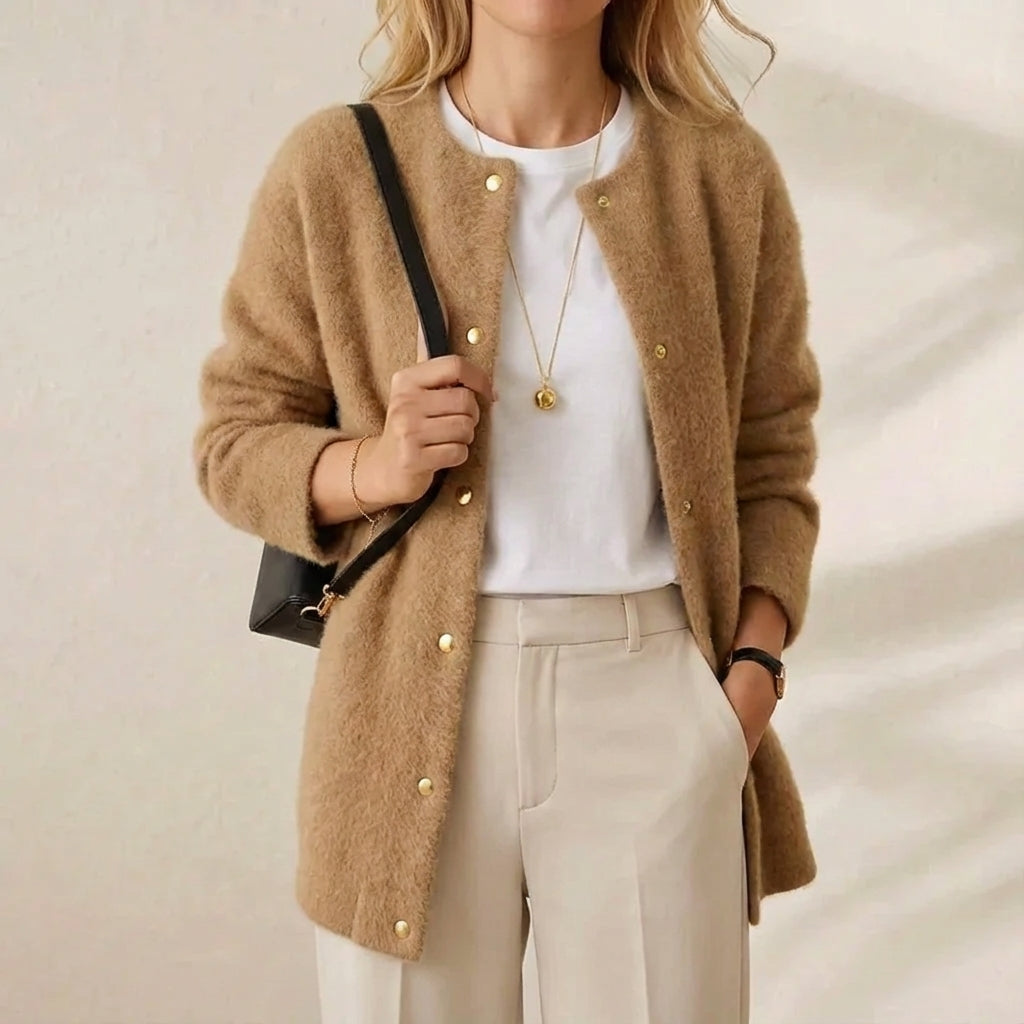 Ida | Gold Button Knit Cardigan