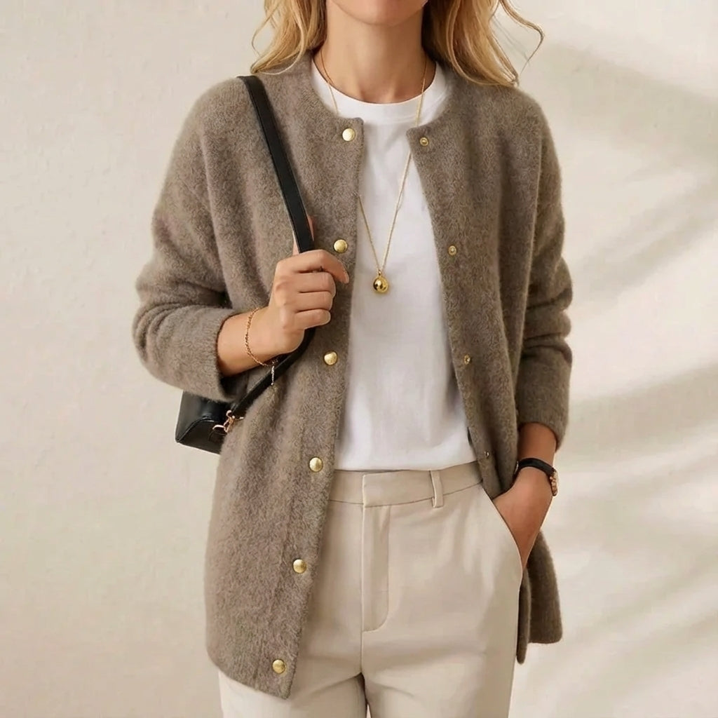Ida | Gold Button Knit Cardigan