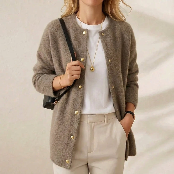Ida | Gold Button Knit Cardigan
