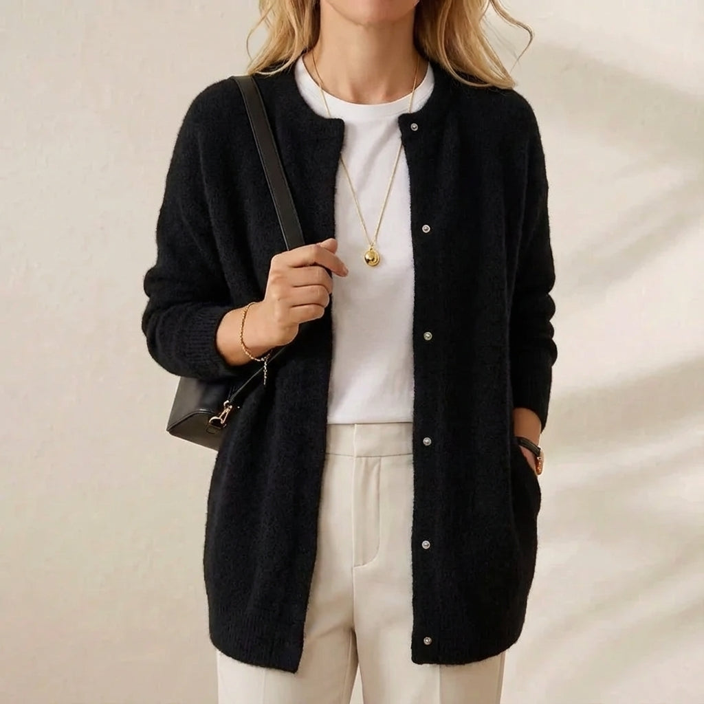 Ida | Gold Button Knit Cardigan