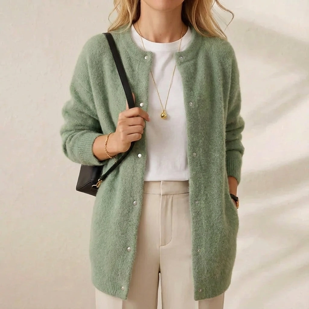 Ida | Gold Button Knit Cardigan