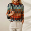 Marcy | Checkered Turtleneck Knit Sweater