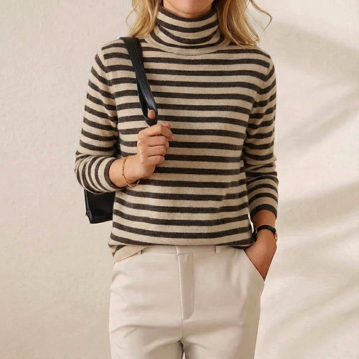 Harsifat | Striped Turtleneck Knit Sweater
