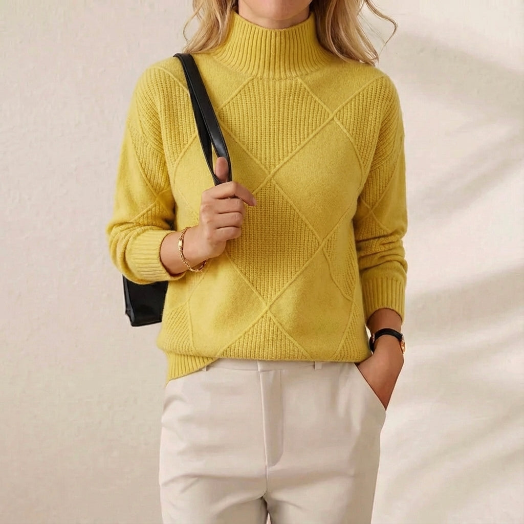 Janelle | Diamond Knit Mock Neck Sweater