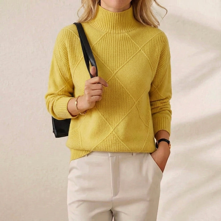 Janelle | Diamond Knit Mock Neck Sweater