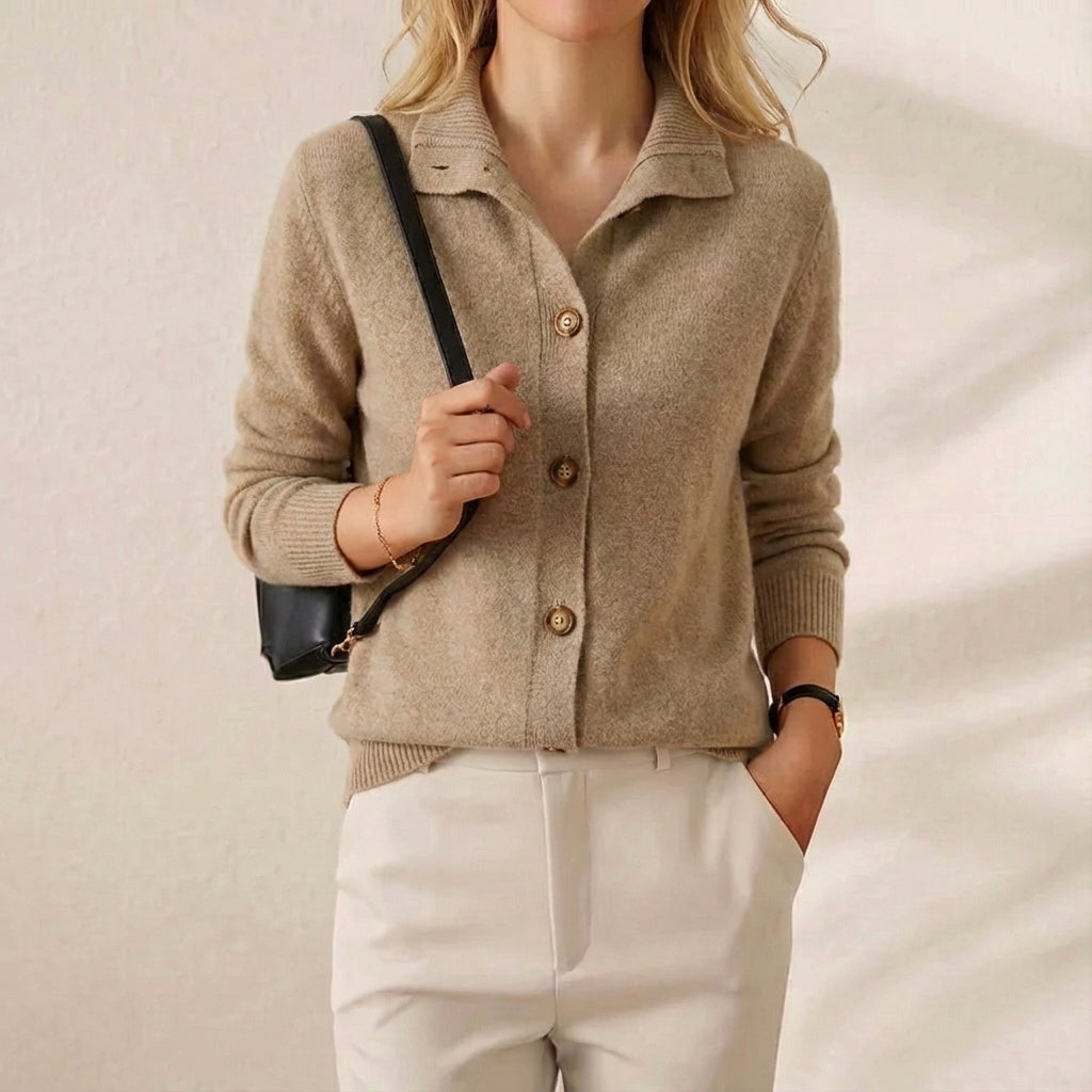 Tayah | Button-Up Collared Knit Cardigan