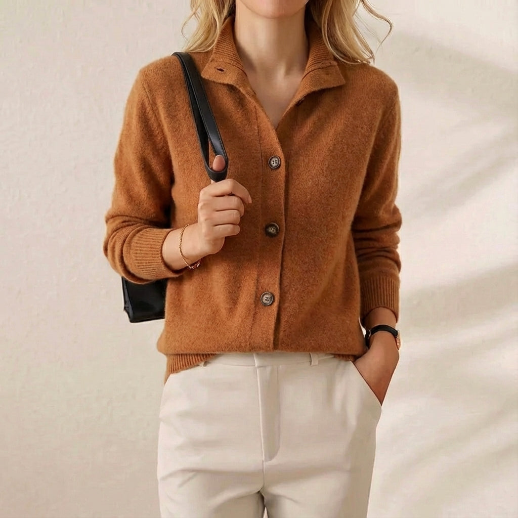 Tayah | Button-Up Collared Knit Cardigan