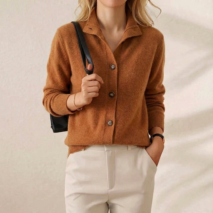 Tayah | Button-Up Collared Knit Cardigan