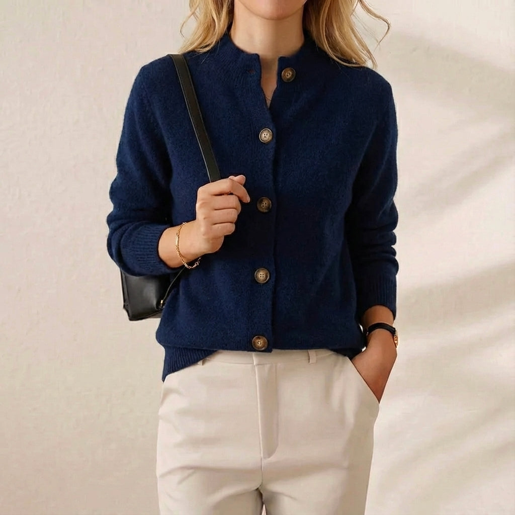 Tayah | Button-Up Collared Knit Cardigan