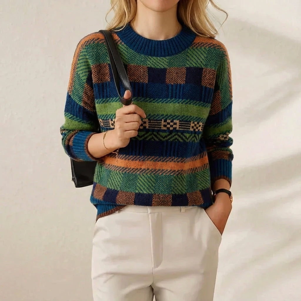 Janella | Patterned Knit Crew Neck Sweater