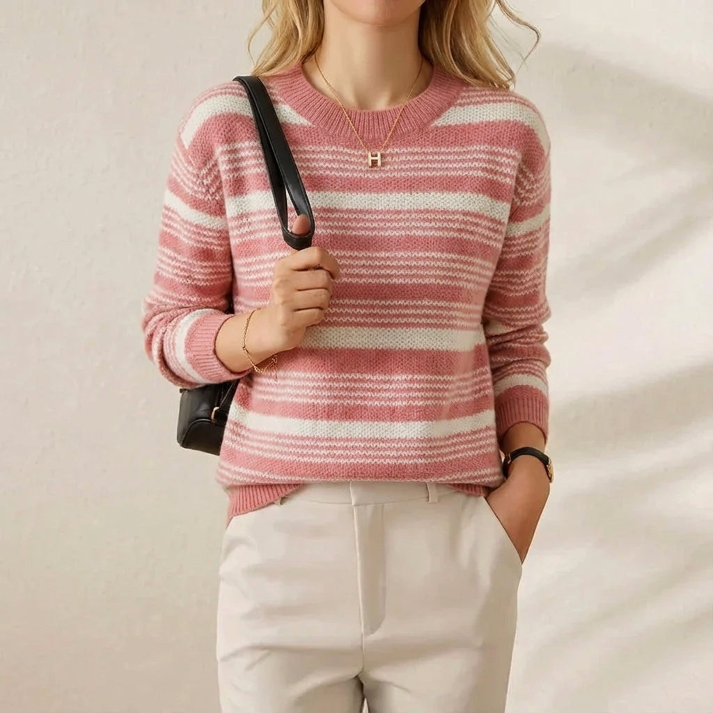 Odessa | Striped Knit Crew Neck Sweater