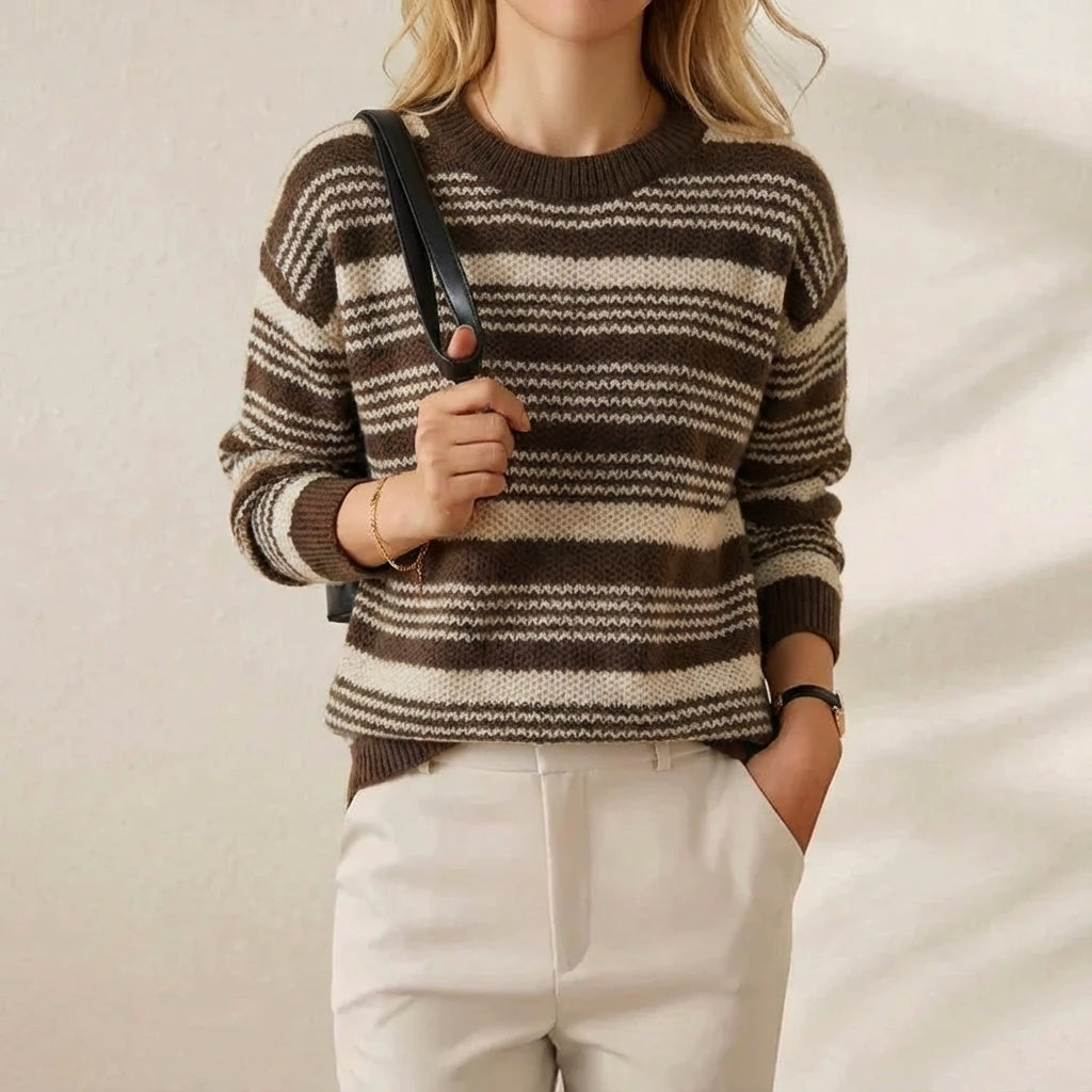 Odessa | Striped Knit Crew Neck Sweater