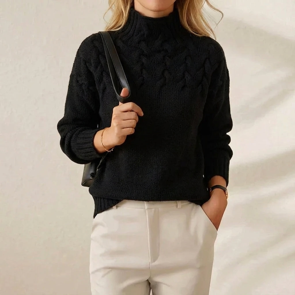 Iknoor | Cable Knit Turtleneck Sweater