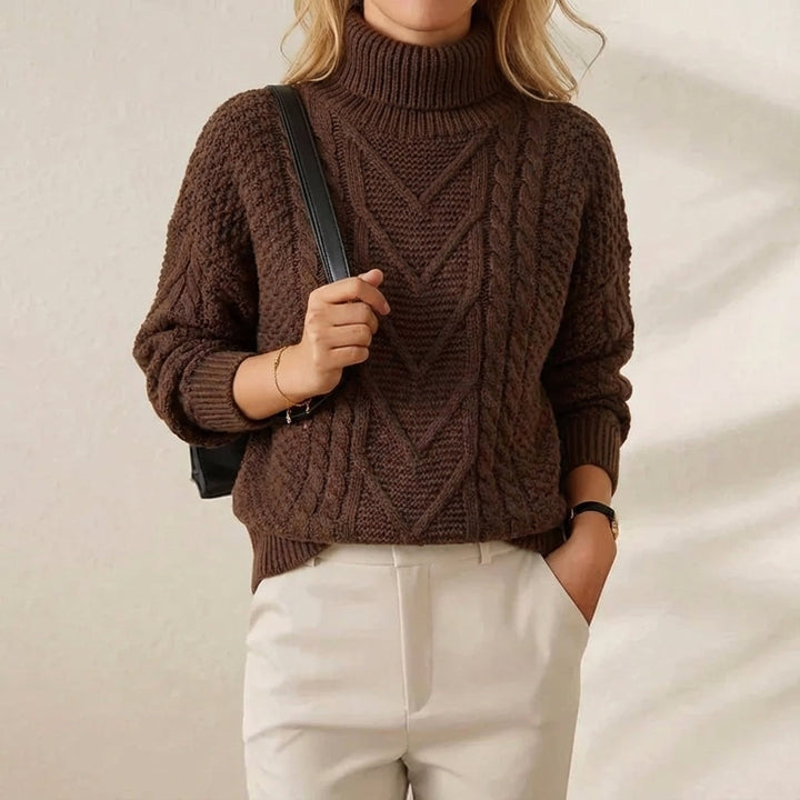 Iknoor | Cable Knit Turtleneck Sweater