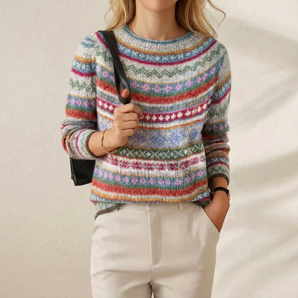 Glenda | Fair Isle Stripe Knit Sweater