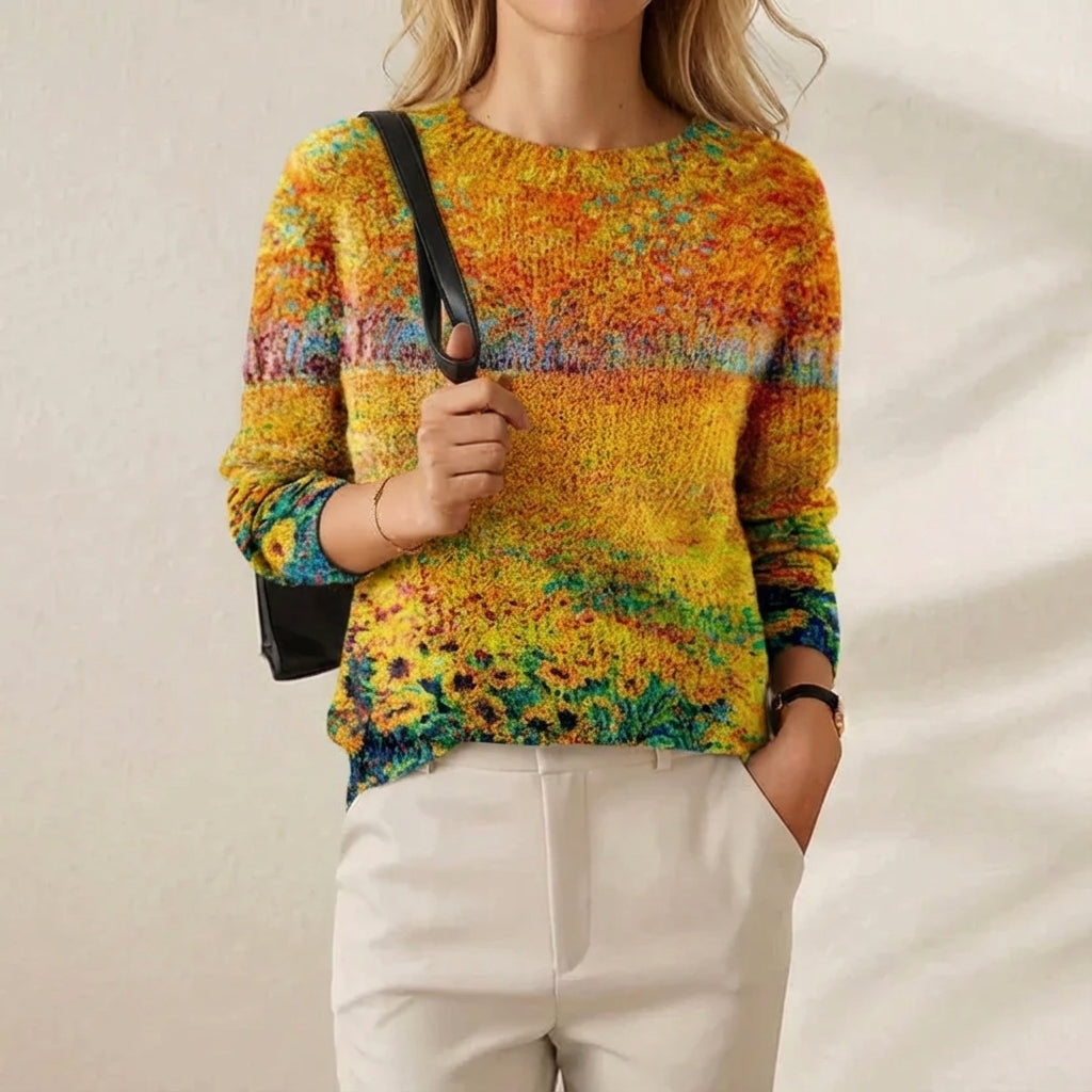 Livvy | Artistic Floral Print Knit Sweater