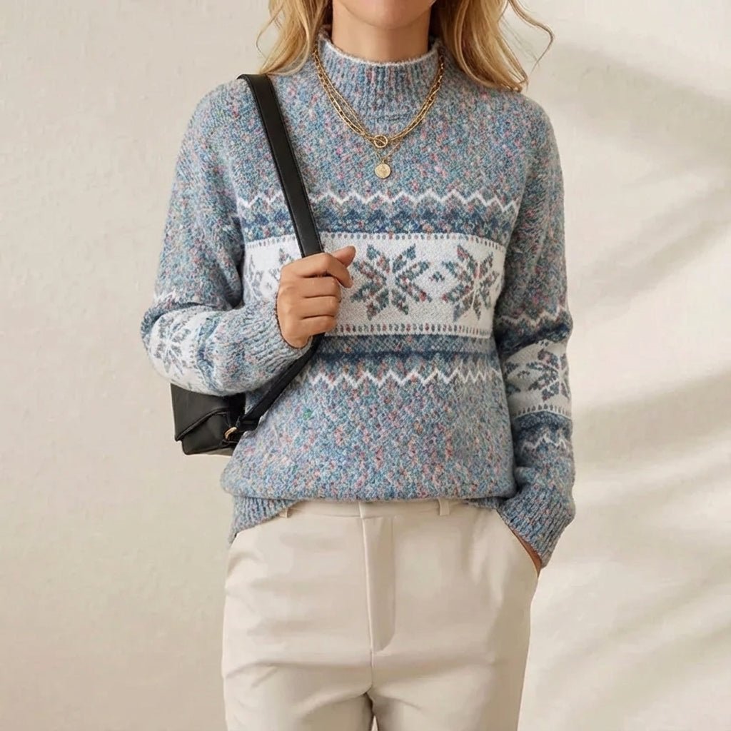 Della | Fair Isle Knit Mock Neck Sweater