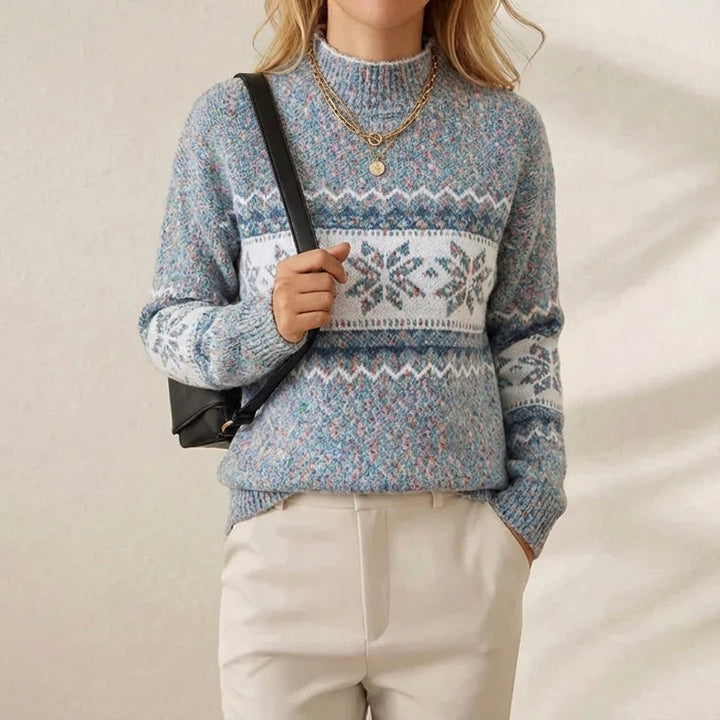 Della | Fair Isle Knit Mock Neck Sweater