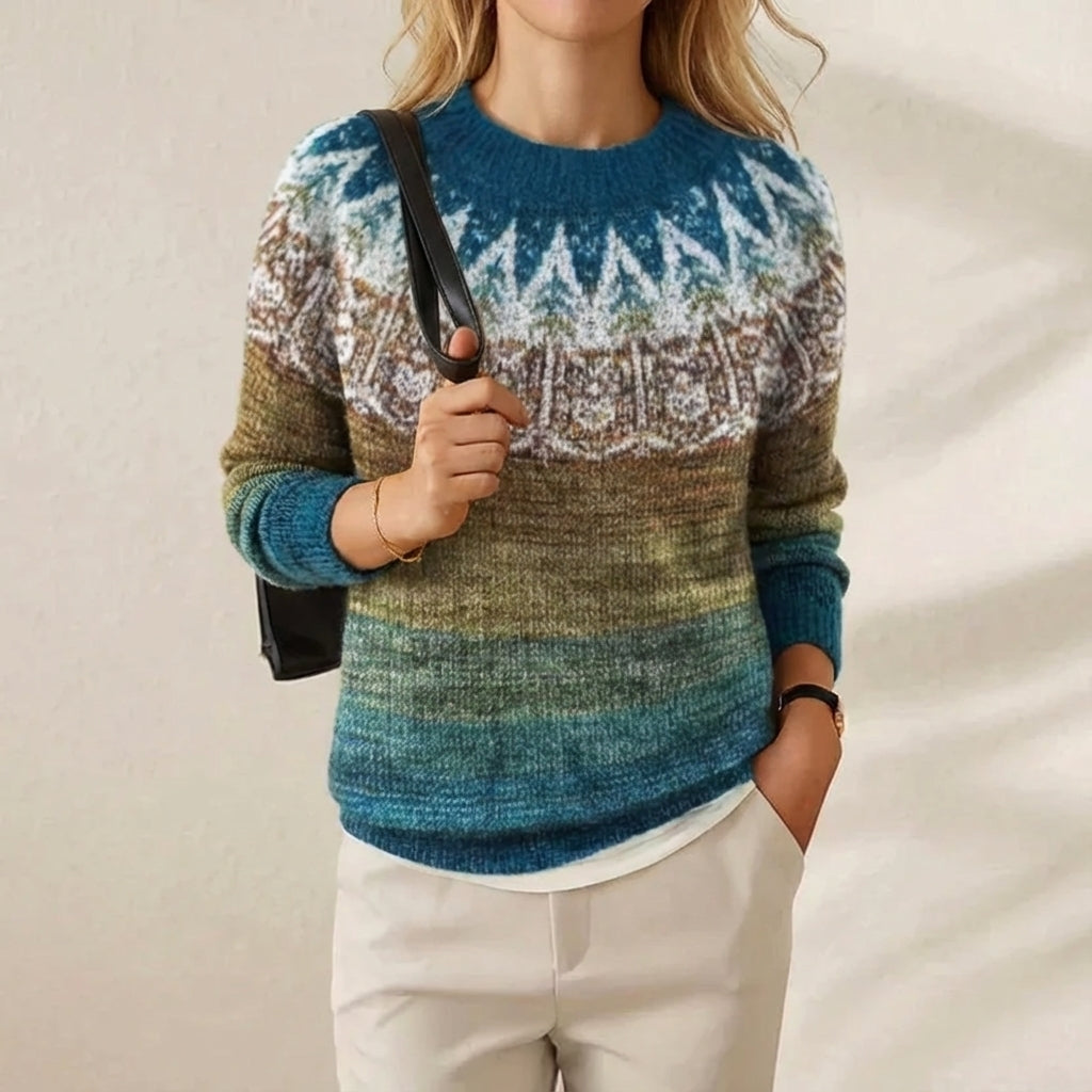 Christina | Nordic Jacquard Gradient Knit Sweater