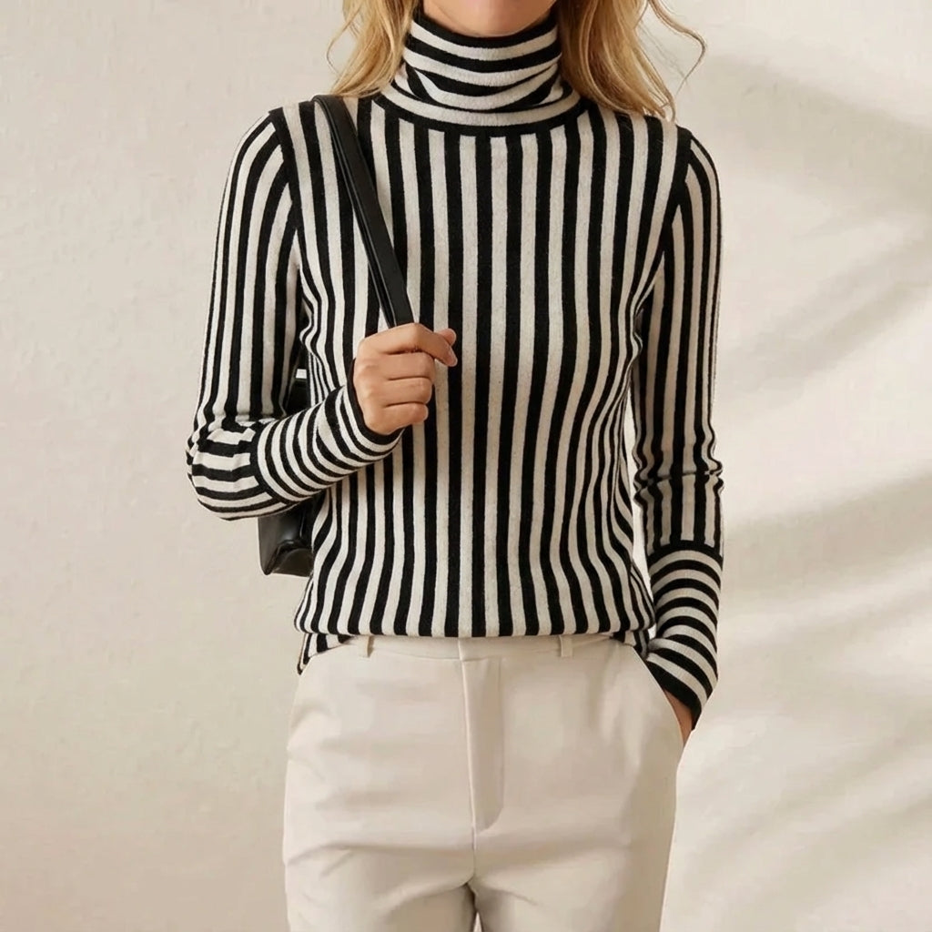 Rowynn | Striped Turtleneck Knit Top