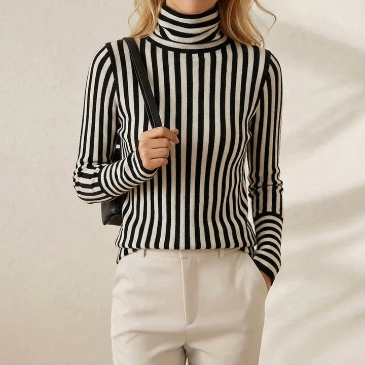 Rowynn | Striped Turtleneck Knit Top